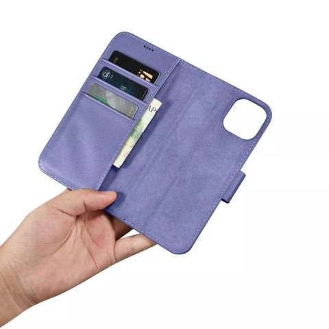 ICarer ICarer Wallet Case 2in1 etui iPhone 14 Plus skórzany pokrowiec z klapką Anti-RFID jasnofioletowy (WMI14220727-LP) ICarer ICarer Wallet Case 2in1 etui iPhone 14 Plus skórzany pokrowiec z klapką Anti-RFID jasnofioletowy (WMI14220727-LP)