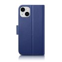 ICarer ICarer Wallet Case 2in1 etui iPhone 14 Plus skórzany pokrowiec z klapką Anti-RFID niebieski (WMI14220727-BU)