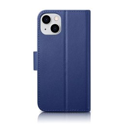 ICarer ICarer Wallet Case 2in1 etui iPhone 14 Plus skórzany pokrowiec z klapką Anti-RFID niebieski (WMI14220727-BU)