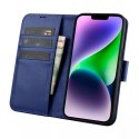 ICarer ICarer Wallet Case 2in1 etui iPhone 14 Plus skórzany pokrowiec z klapką Anti-RFID niebieski (WMI14220727-BU)