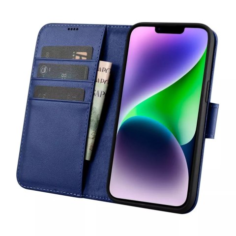 ICarer ICarer Wallet Case 2in1 etui iPhone 14 Plus skórzany pokrowiec z klapką Anti-RFID niebieski (WMI14220727-BU) ICarer ICarer Wallet Case 2in1 etui iPhone 14 Plus skórzany pokrowiec z klapką Anti-RFID niebieski (WMI14220727-BU)