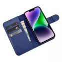 ICarer ICarer Wallet Case 2in1 etui iPhone 14 Plus skórzany pokrowiec z klapką Anti-RFID niebieski (WMI14220727-BU)