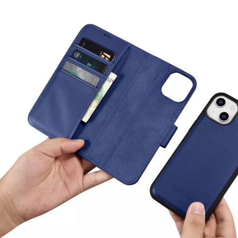 ICarer ICarer Wallet Case 2in1 etui iPhone 14 Plus skórzany pokrowiec z klapką Anti-RFID niebieski (WMI14220727-BU) ICarer ICarer Wallet Case 2in1 etui iPhone 14 Plus skórzany pokrowiec z klapką Anti-RFID niebieski (WMI14220727-BU)