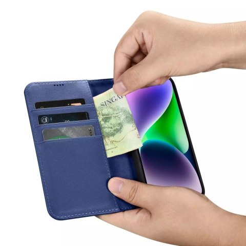 ICarer ICarer Wallet Case 2in1 etui iPhone 14 Plus skórzany pokrowiec z klapką Anti-RFID niebieski (WMI14220727-BU) ICarer ICarer Wallet Case 2in1 etui iPhone 14 Plus skórzany pokrowiec z klapką Anti-RFID niebieski (WMI14220727-BU)