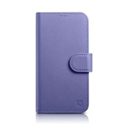 ICarer ICarer Wallet Case 2in1 etui iPhone 14 Pro Max skórzany pokrowiec z klapką Anti-RFID jasnofioletowy (WMI14220728-LP)