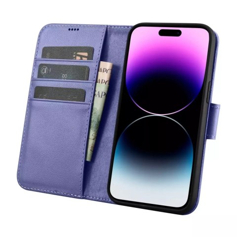 ICarer ICarer Wallet Case 2in1 etui iPhone 14 Pro Max skórzany pokrowiec z klapką Anti-RFID jasnofioletowy (WMI14220728-LP) ICarer ICarer Wallet Case 2in1 etui iPhone 14 Pro Max skórzany pokrowiec z klapką Anti-RFID jasnofioletowy (WMI14220728-LP)