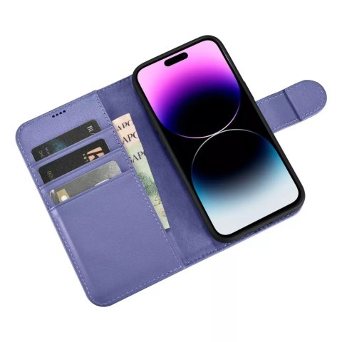 ICarer ICarer Wallet Case 2in1 etui iPhone 14 Pro Max skórzany pokrowiec z klapką Anti-RFID jasnofioletowy (WMI14220728-LP) ICarer ICarer Wallet Case 2in1 etui iPhone 14 Pro Max skórzany pokrowiec z klapką Anti-RFID jasnofioletowy (WMI14220728-LP)