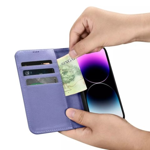 ICarer ICarer Wallet Case 2in1 etui iPhone 14 Pro Max skórzany pokrowiec z klapką Anti-RFID jasnofioletowy (WMI14220728-LP) ICarer ICarer Wallet Case 2in1 etui iPhone 14 Pro Max skórzany pokrowiec z klapką Anti-RFID jasnofioletowy (WMI14220728-LP)