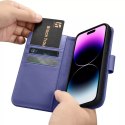 ICarer ICarer Wallet Case 2in1 etui iPhone 14 Pro Max skórzany pokrowiec z klapką Anti-RFID jasnofioletowy (WMI14220728-LP)
