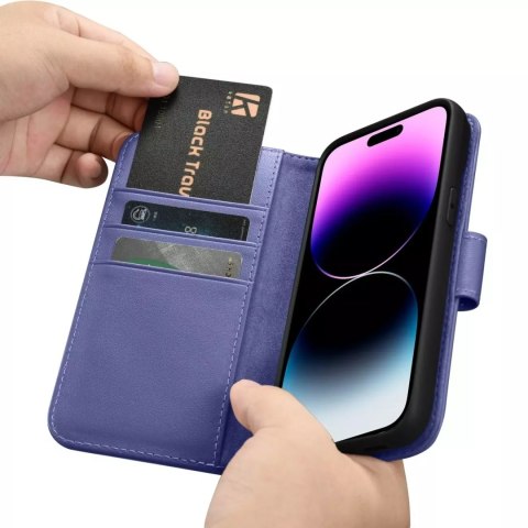 ICarer ICarer Wallet Case 2in1 etui iPhone 14 Pro Max skórzany pokrowiec z klapką Anti-RFID jasnofioletowy (WMI14220728-LP) ICarer ICarer Wallet Case 2in1 etui iPhone 14 Pro Max skórzany pokrowiec z klapką Anti-RFID jasnofioletowy (WMI14220728-LP)
