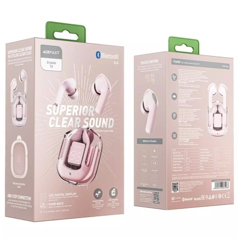 Acefast Słuchawki bezprzewodowe Acefast dokanałowe TWS Bluetooth różowy (T6 pink lotus) Acefast Słuchawki bezprzewodowe Acefast dokanałowe TWS Bluetooth różowy (T6 pink lotus)