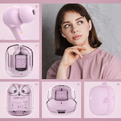 Acefast Słuchawki bezprzewodowe Acefast dokanałowe TWS Bluetooth różowy (T6 pink lotus) Acefast Słuchawki bezprzewodowe Acefast dokanałowe TWS Bluetooth różowy (T6 pink lotus)