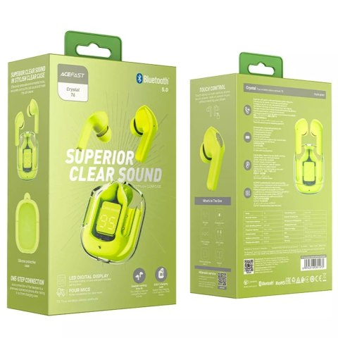 Acefast Słuchawki bezprzewodowe Acefast dokanałowe TWS Bluetooth zielony (T6 youth green) Acefast Słuchawki bezprzewodowe Acefast dokanałowe TWS Bluetooth zielony (T6 youth green)
