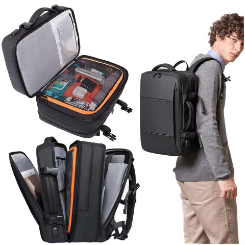 Bange Plecak podróżny Bange BackPack biznesowy plecak rozszerzalny Torba pojemna do laptopa 17.3" z portem USB Czarny Bange Plecak podróżny Bange BackPack biznesowy plecak rozszerzalny Torba pojemna do laptopa 17.3" z portem USB Czarny