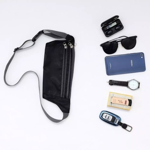 ProducentTymczasowy Saszetka Pas do biegania nerka na etui na telefon z wyjściem na słuchawki czarny ProducentTymczasowy Saszetka Pas do biegania nerka na etui na telefon z wyjściem na słuchawki czarny