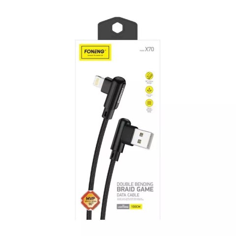 Foneng Kabel kątowy USB do Lightning Foneng X70, 3A, 1m (czarny) Foneng Kabel kątowy USB do Lightning Foneng X70, 3A, 1m (czarny)