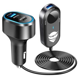 Marka niezdefiniowana Ładowarka samochodowa rozdzielacz 100W mocna 6xUSB do telefonu laptopa tabletu z 6 portami C79ACC USB-C Czarna