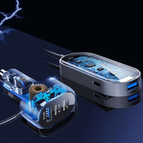Marka niezdefiniowana Ładowarka samochodowa rozdzielacz 100W mocna 6xUSB do telefonu laptopa tabletu z 6 portami C79ACC USB-C Czarna Marka niezdefiniowana Ładowarka samochodowa rozdzielacz 100W mocna 6xUSB do telefonu laptopa tabletu z 6 portami C79ACC USB-C Czarna