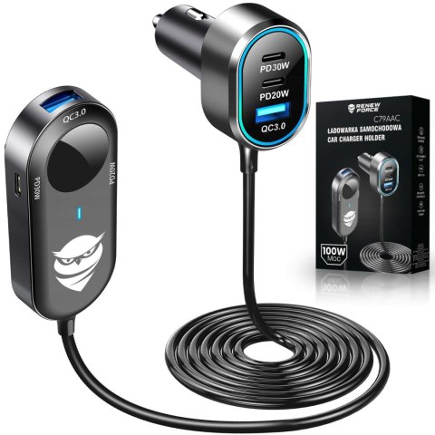 Marka niezdefiniowana Ładowarka samochodowa rozdzielacz 100W mocna 6xUSB do telefonu laptopa tabletu z 6 portami C79ACC USB-C Czarna Marka niezdefiniowana Ładowarka samochodowa rozdzielacz 100W mocna 6xUSB do telefonu laptopa tabletu z 6 portami C79ACC USB-C Czarna