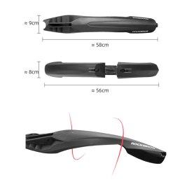 RockBros Błotniki rowerowe Rockbros DNB8001BK Przód Tył komplet 2szt. na rower światło światełko LED czarne
