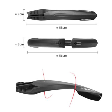 RockBros Błotniki rowerowe Rockbros DNB8001BK Przód Tył komplet 2szt. na rower światło światełko LED czarne RockBros Błotniki rowerowe Rockbros DNB8001BK Przód Tył komplet 2szt. na rower światło światełko LED czarne