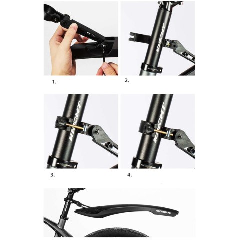 RockBros Błotniki rowerowe Rockbros DNB8001BK Przód Tył komplet 2szt. na rower światło światełko LED czarne RockBros Błotniki rowerowe Rockbros DNB8001BK Przód Tył komplet 2szt. na rower światło światełko LED czarne