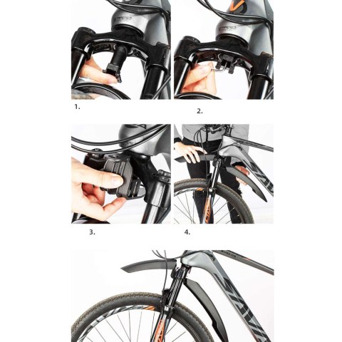 RockBros Błotniki rowerowe Rockbros DNB8001BK Przód Tył komplet 2szt. na rower światło światełko LED czarne RockBros Błotniki rowerowe Rockbros DNB8001BK Przód Tył komplet 2szt. na rower światło światełko LED czarne