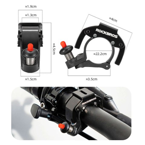 RockBros Dzwonek rowerowy do roweru uniwersalny RockBros Big Ring aluminiowy mocny na kierownicę 100dB wodoodporny czarny RockBros Dzwonek rowerowy do roweru uniwersalny RockBros Big Ring aluminiowy mocny na kierownicę 100dB wodoodporny czarny