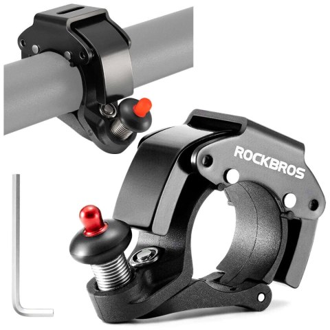 RockBros Dzwonek rowerowy do roweru uniwersalny RockBros Big Ring aluminiowy mocny na kierownicę 100dB wodoodporny czarny RockBros Dzwonek rowerowy do roweru uniwersalny RockBros Big Ring aluminiowy mocny na kierownicę 100dB wodoodporny czarny
