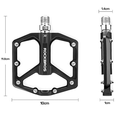 RockBros Pedały do roweru rowerowe platformowe RockBros K203-BK metalowe MTB komplet 2szt Czarne RockBros Pedały do roweru rowerowe platformowe RockBros K203-BK metalowe MTB komplet 2szt Czarne