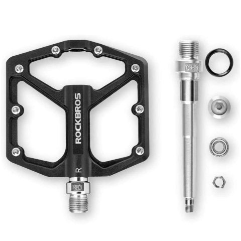 RockBros Pedały do roweru rowerowe platformowe RockBros K203-BK metalowe MTB komplet 2szt Czarne RockBros Pedały do roweru rowerowe platformowe RockBros K203-BK metalowe MTB komplet 2szt Czarne