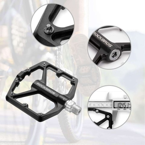 RockBros Pedały do roweru rowerowe platformowe RockBros K203-BK metalowe MTB komplet 2szt Czarne RockBros Pedały do roweru rowerowe platformowe RockBros K203-BK metalowe MTB komplet 2szt Czarne