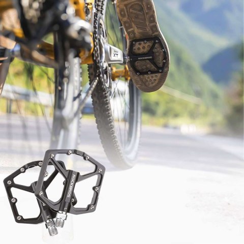 RockBros Pedały do roweru rowerowe platformowe RockBros K203-BK metalowe MTB komplet 2szt Czarne RockBros Pedały do roweru rowerowe platformowe RockBros K203-BK metalowe MTB komplet 2szt Czarne