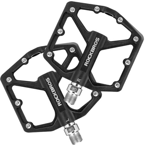 RockBros Pedały do roweru rowerowe platformowe RockBros K203-BK metalowe MTB komplet 2szt Czarne RockBros Pedały do roweru rowerowe platformowe RockBros K203-BK metalowe MTB komplet 2szt Czarne