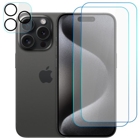 Tech-Protect 2x Szkło hartowane na ekran + szkło na obiektyw do Apple iPhone 15 Pro zestaw szkieł ochronnych Clear Set Tech-Protect 2x Szkło hartowane na ekran + szkło na obiektyw do Apple iPhone 15 Pro zestaw szkieł ochronnych Clear Set