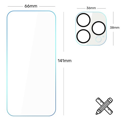 Tech-Protect 2x Szkło hartowane na ekran + szkło na obiektyw do Apple iPhone 15 Pro zestaw szkieł ochronnych Clear Set Tech-Protect 2x Szkło hartowane na ekran + szkło na obiektyw do Apple iPhone 15 Pro zestaw szkieł ochronnych Clear Set