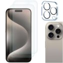 Tech-Protect 2x Szkło hartowane na ekran + szkło na obiektyw do Apple iPhone 15 Pro zestaw szkieł ochronnych Clear Set