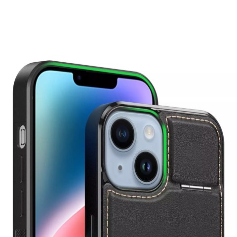 Dux Ducis Etui portfel z podstawką 3w1 do iPhone 15 MagSafe blokada RFID Dux Ducis Rafi Mag - czarne Dux Ducis Etui portfel z podstawką 3w1 do iPhone 15 MagSafe blokada RFID Dux Ducis Rafi Mag - czarne